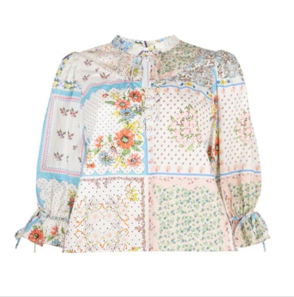 Nwt! Hunter Bell Anthropologie Rory Patchwork Blouse. Sz. Xl - Picture 2 of 9